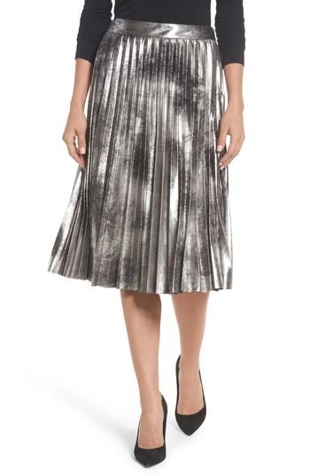 Women's Halogen Metallic Pleated Skirt - Black