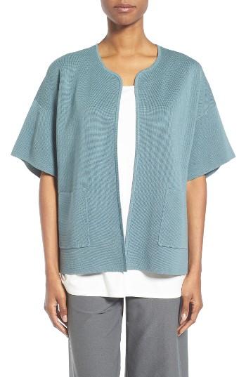 Women's Eileen Fisher Silk & Organic Cotton Cardigan - Blue