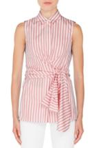 Women's Akris Punto Stripe Cotton Wrap Blouse - Pink