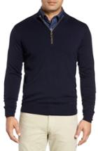 Men's Peter Millar Merino Wool & Silk Quarter Zip Pullover, Size - Blue