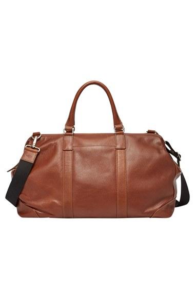 Men's Fossil 'mayfair' Leather Duffel Bag - Brown