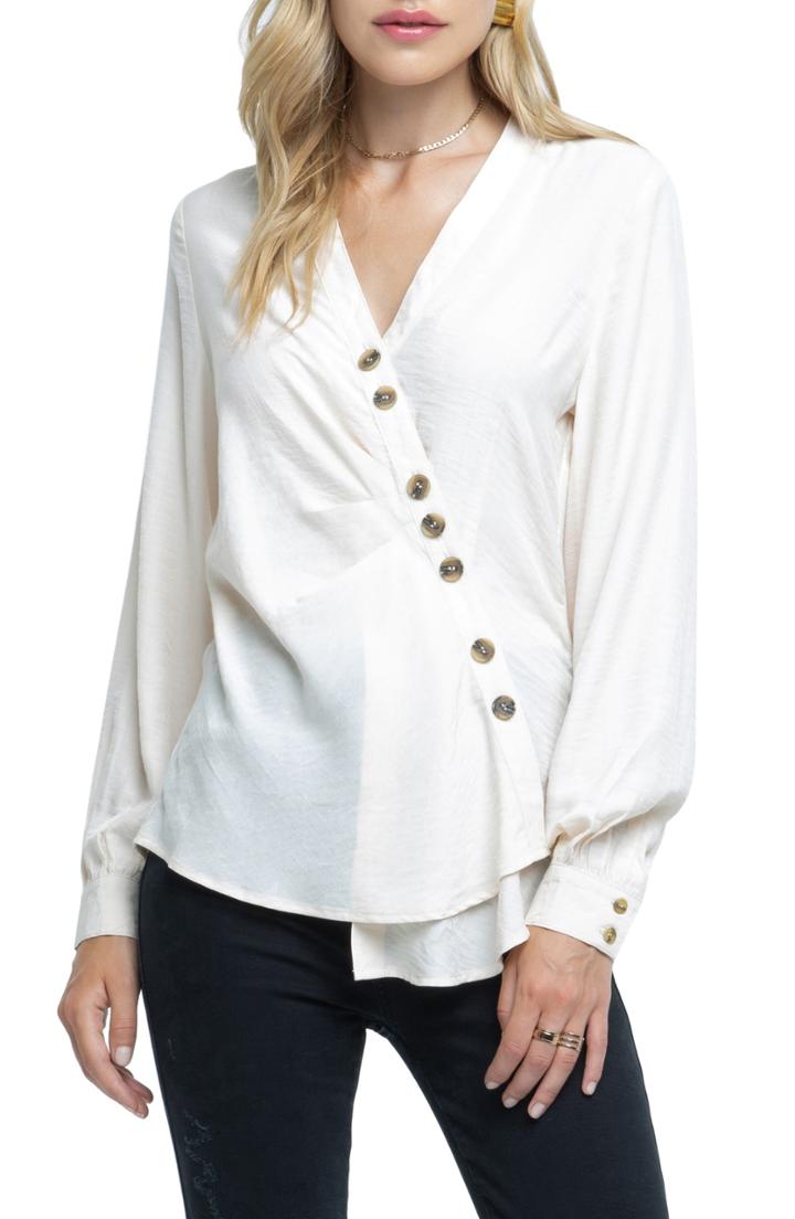 Women's Astr The Label Asymmetrical Button Front Blouse - Ivory