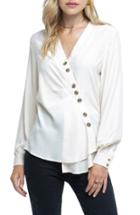 Women's Astr The Label Asymmetrical Button Front Blouse - Ivory