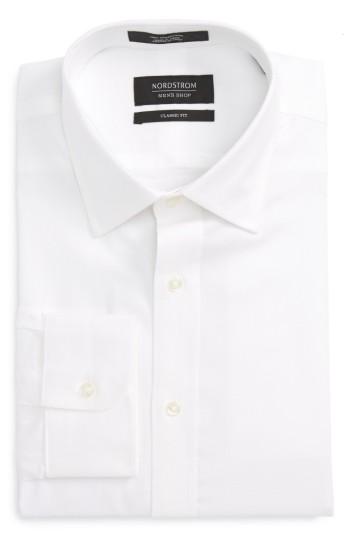 Men's Nordstrom Men's Shop Classic Fit Herringbone Dress Shirt .5 32 - White