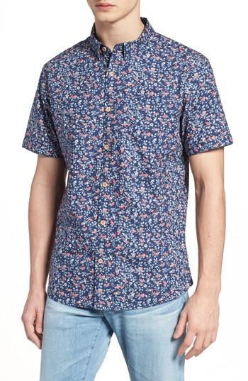 Men's 7 Diamonds Memories Slim Fit Short Sleeve Sport Shirt, Size - Blue