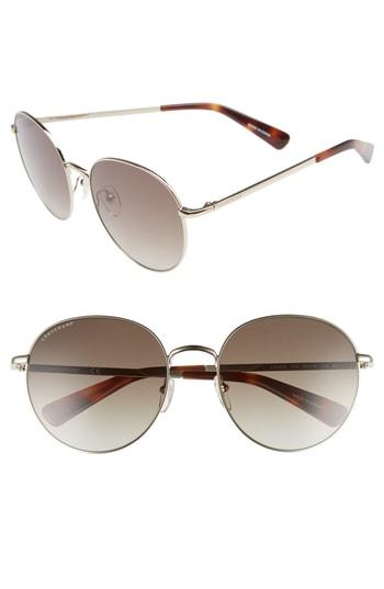 Women's Longchamp 56mm Round Sunglasses - Gold