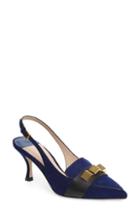 Women's Stuart Weitzman Cleo Studded Slingback Pump M - Blue