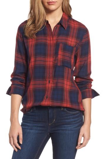 Women's Treasure & Bond Classic Plaid Shirt, Size - Red
