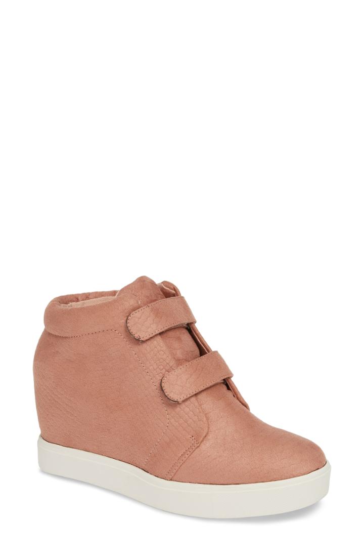 Women's Coconuts By Matisse Timberwolf Snake-embossed Wedge Sneaker M - Pink