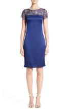 Women's St. John Collection Lace & Satin Crepe Sheath Dress