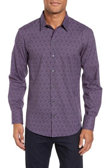 Men's Zachary Prell Cristobal Slim Fit Print Sport Shirt, Size - Purple