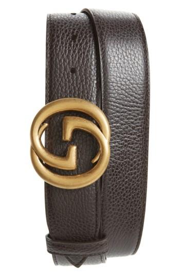 Men's Gucci Interlocking-g Calfskin Leather Belt Eu - Cocoa