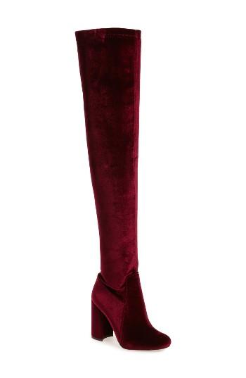 Women's Jeffrey Campbell Perouze 2 Thigh High Stretch Boot M - Burgundy