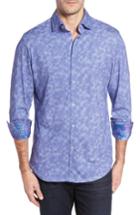 Men's Stone Rose Slim Fit Wavy Diamond Print Sport Shirt (xxl) - Blue