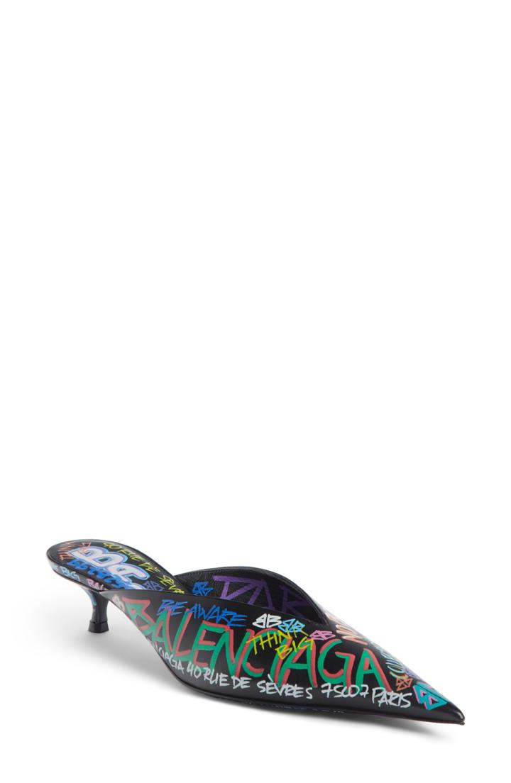 Women's Balenciaga Graffiti Pointy Toe Mule .5us / 38.5eu - Black