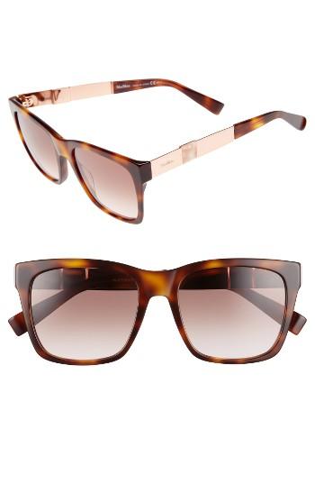 Women's Max Mara Stone 54mm Gradient Sunglasses - Havana/ Red/ Gold