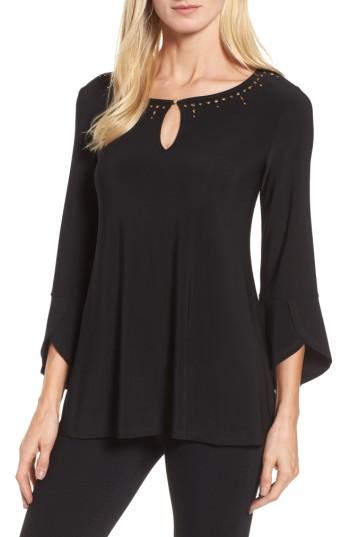 Women's Chaus Bell Sleeve Keyhole Top - Black