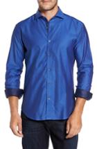 Men's Bugatchi Trim Fit Solid Sport Shirt - Blue