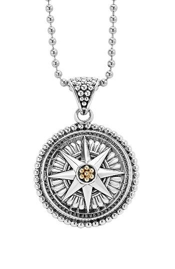 Women's Lagos Signature Caviar Compass Pendant Necklace