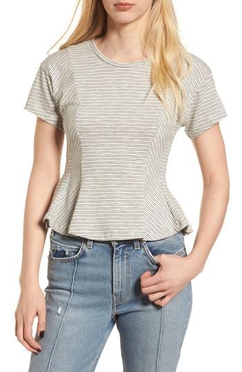 Women's Stripe Peplum Tee - Ivory