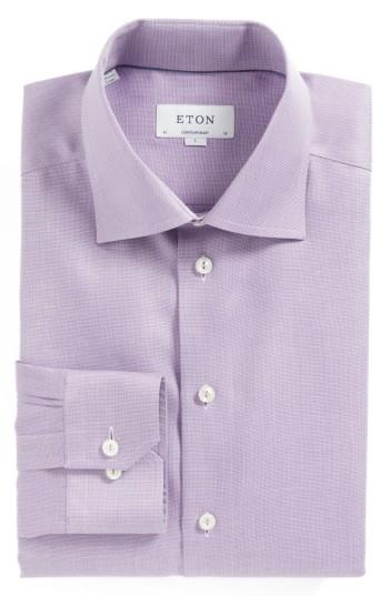 Men's Eton Contemporary Fit Solid Dress Shirt - - Purple