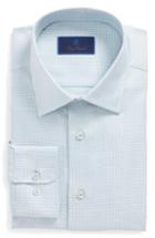 Men's David Donahue Regular Fit Check Dress Shirt .5 - 32/33 - Green