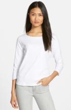 Petite Women's Eileen Fisher Ballet Neck Organic Cotton Tee, Size P - White