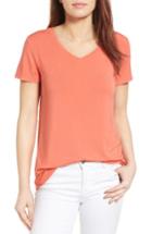Petite Women's Halogen Modal Jersey V-neck Tee, Size P - Orange