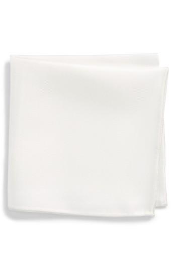 Men's Nordstrom Men's Shop King Twill Silk Pocket Square, Size - White