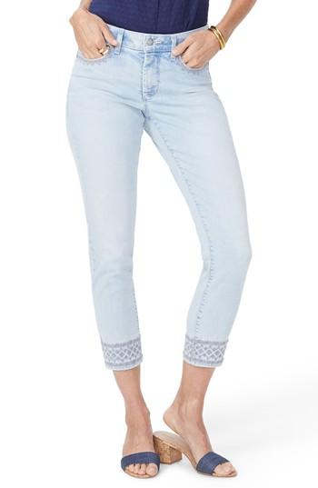 Women's Nydj Ami Embroidered Border Ankle Skinny Jeans - Blue