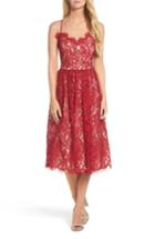 Women's Eliza J Gathered Lace Midi Dress - Red