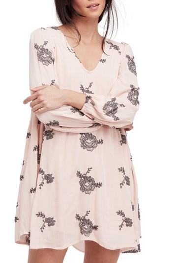 Women's Free People 'emma's' Embroidered Swing Dress - Pink