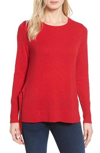 Women's Halogen Side Tie Cashmere Sweater, Size - Red