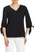 Women's Lafayette 148 New York Kenna Double Silk Georgette Blouse, Size - Black