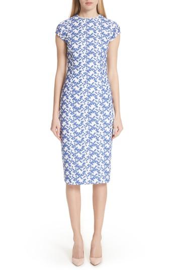 Women's Lela Rose Cap Sleeve Lace Sheath Dress - Blue