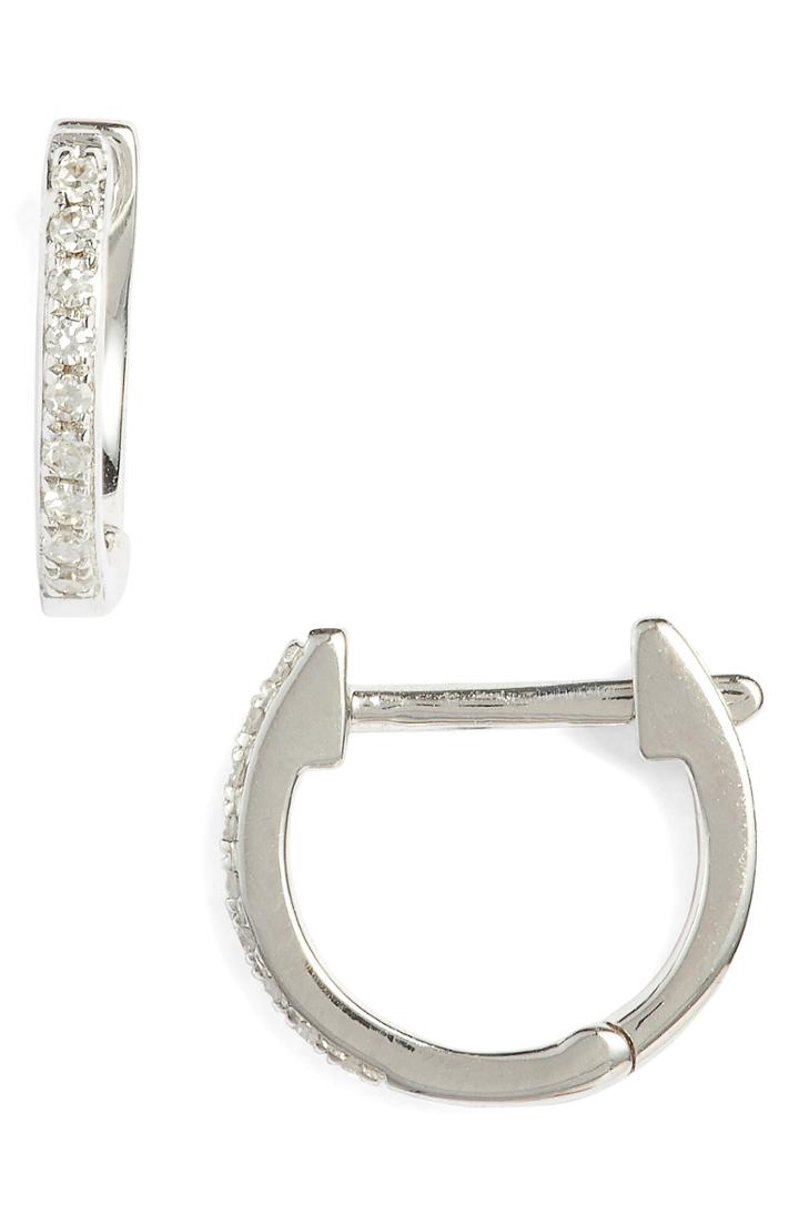 Women's Ef Collection Mini Diamond Hoop Earrings