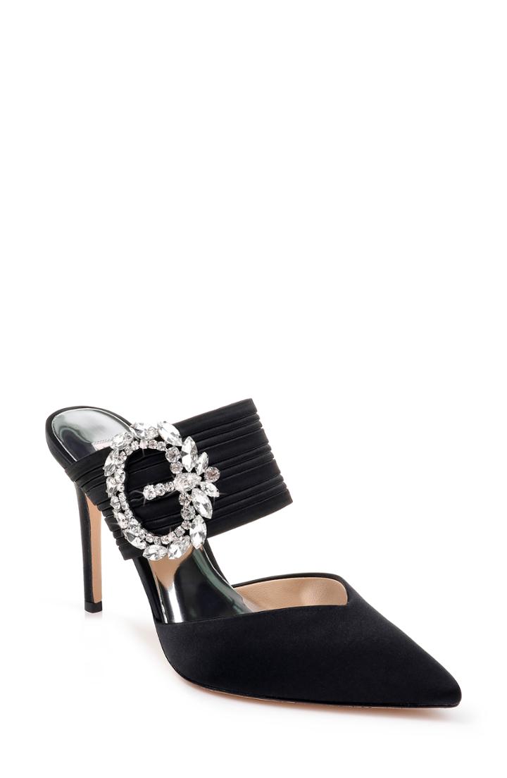 Women's Badgley Mischka Crystal Buckle Mule M - Black