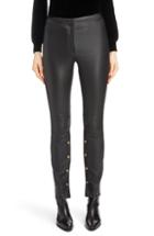 Women's Loewe Snap Detail Leather Pants Us / 40 Fr - Black