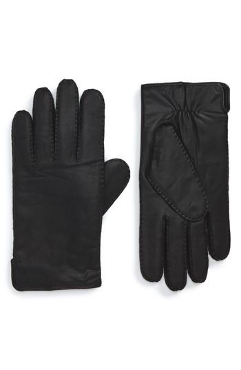 Men's Boss Kanton Leather Gloves - Black
