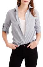 Women's J.crew Everyday Stripe Poplin Shirt - Blue