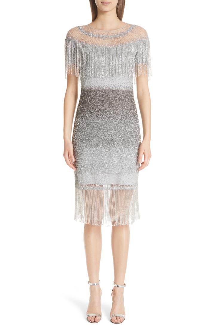 Women's Pamella Roland Signature Sequin Fringe Cocktail Dress