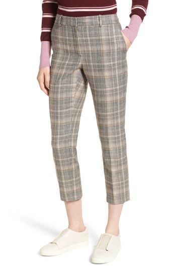Women's Nordstrom Signature Plaid Slim Leg Crop Pants - Black