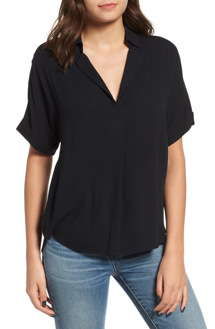 Women's All In Favor Button Back Top, Size - Black