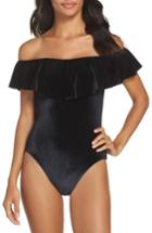 Women's Trina Turk Velveteen Underground Off The Shoulder One-piece Swimsuit - Black