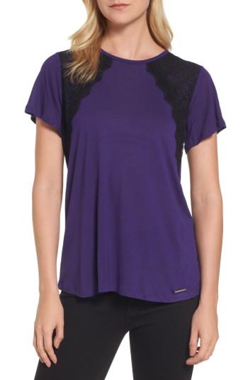 Women's Michael Michael Kors Lace Inset Crewneck Top
