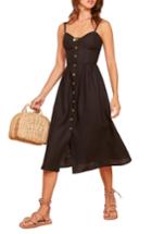 Women's Reformation Thelma Linen Midi Dress - Black
