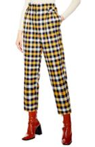 Women's Topshop Tara Check Twill Crop Trousers Us (fits Like 0-2) - Yellow