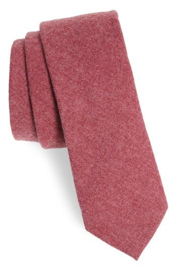 Men's Nordstrom Men's Shop Bert Solid Cotton Skinny Tie, Size - Red
