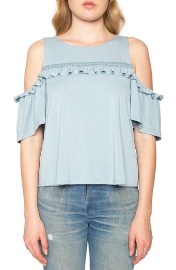 Women's Willow & Clay Ruffle Cold Shoulder Top - Blue