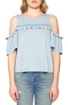 Women's Willow & Clay Ruffle Cold Shoulder Top - Blue